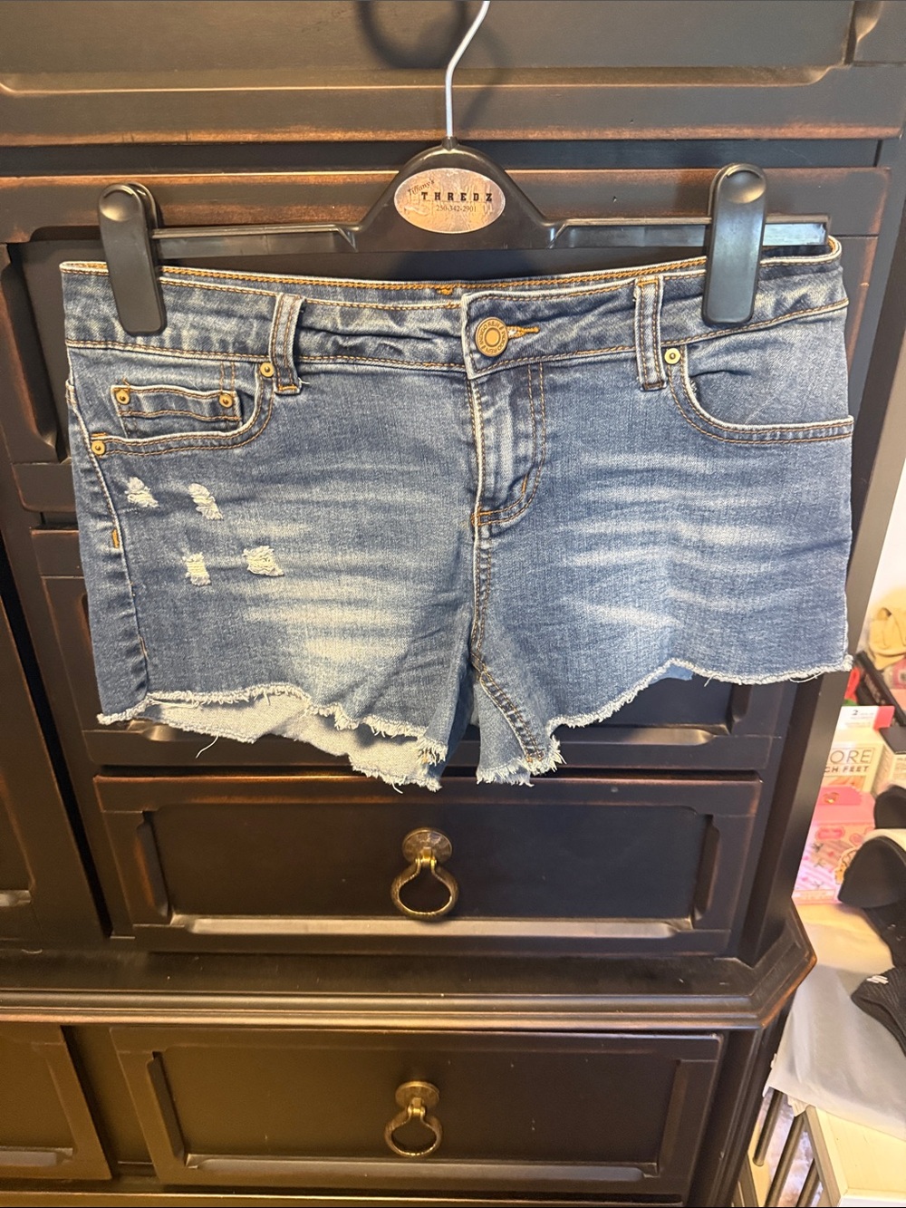 Denim Distressed Cutoff Shorts - Blue